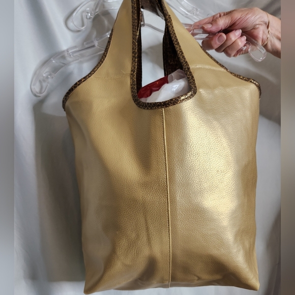 Gold Faux Leather Purse - Picture 1 of 12